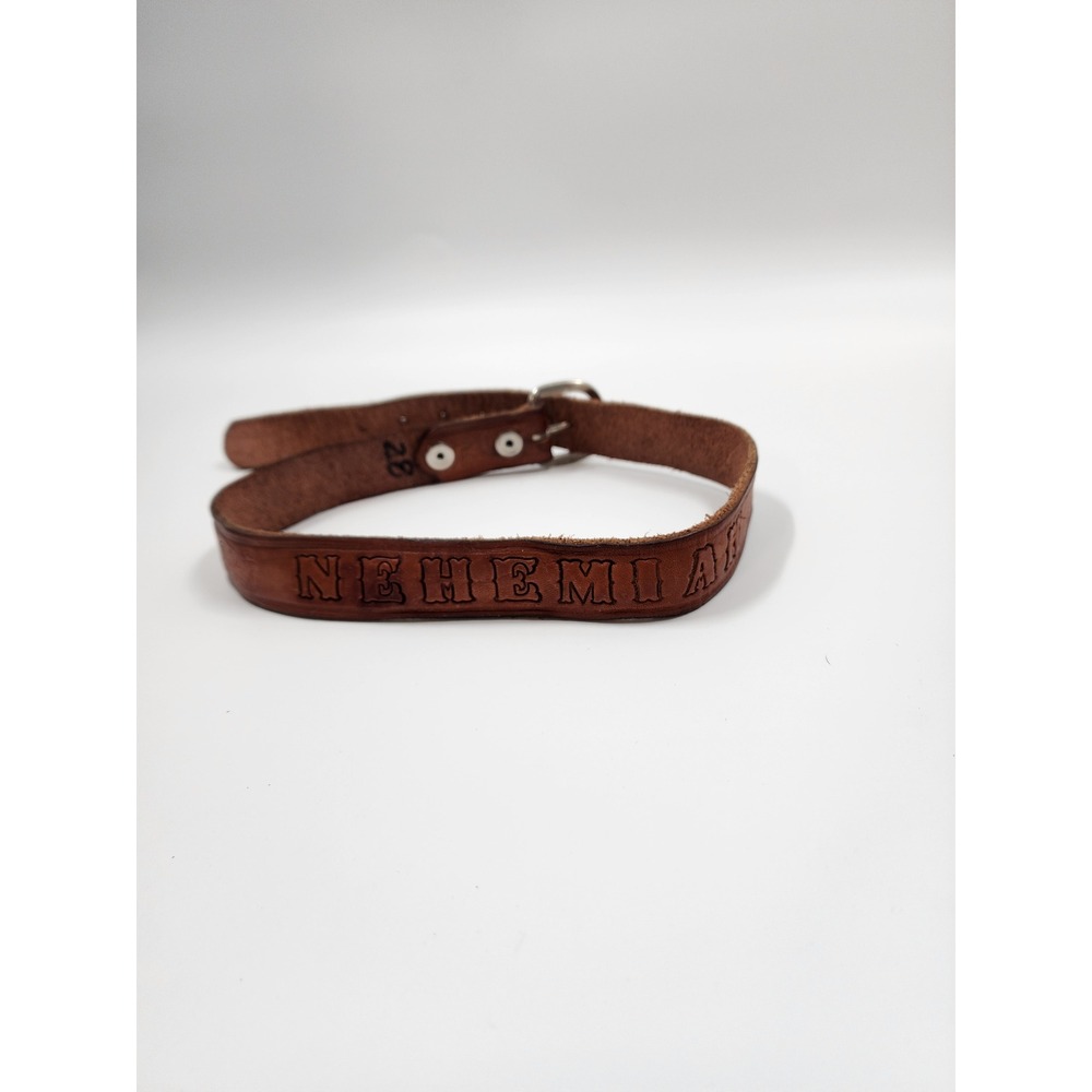 Nehemiah Personalized Kids Western Tooled Brown Leather Belt Size 28 Floral